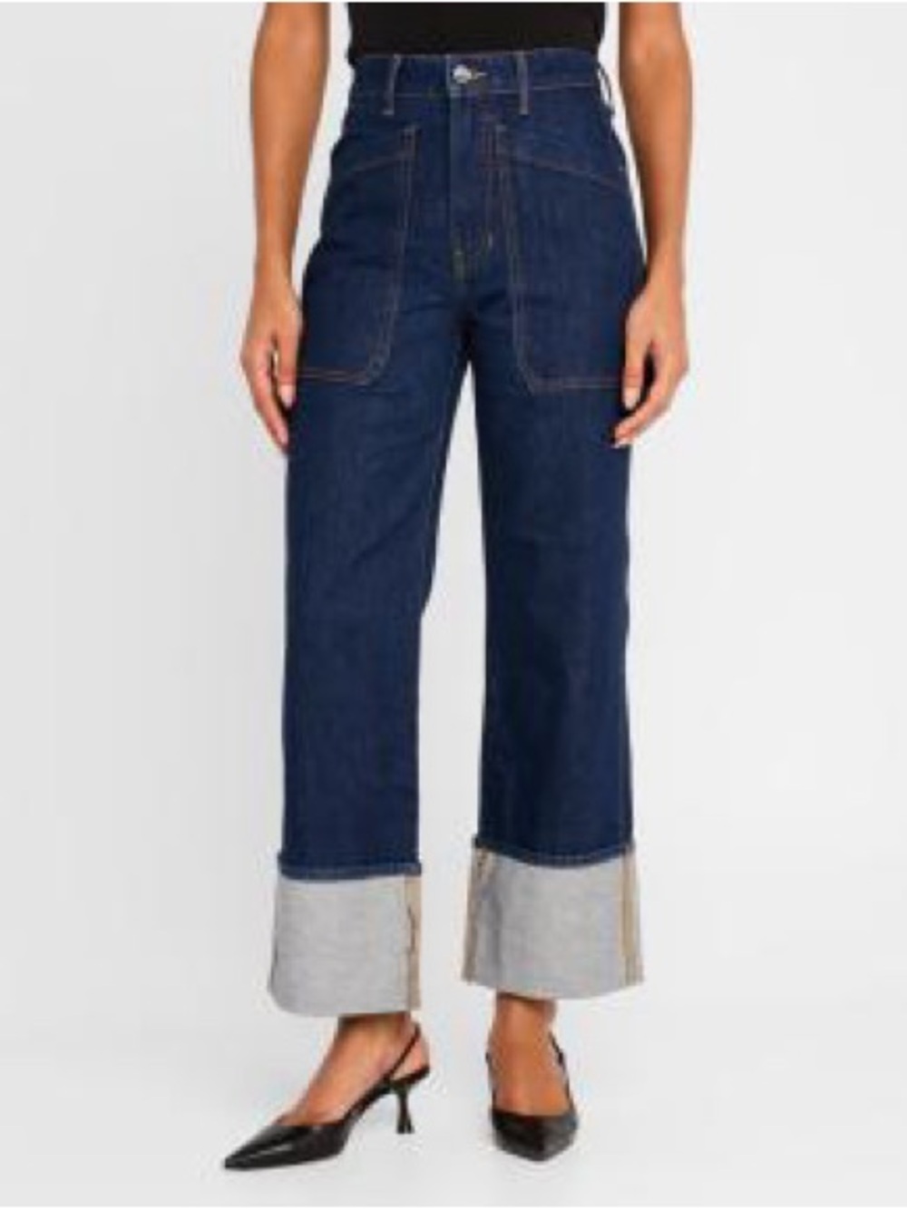 NWOT Veronica Beard Dylan High-Rise Straight Cuffed Jeans Sz-28 - Picture 1 of 8